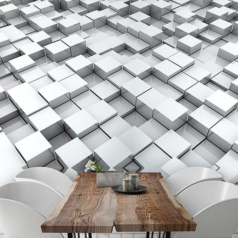 Whole Photo Style Mural Wallpaper with 3D Effect Hexagon in Dark Color for Living Room, Made to Measure Black Clearhalo 'Wall Decor' 'Wall Mural' 961704