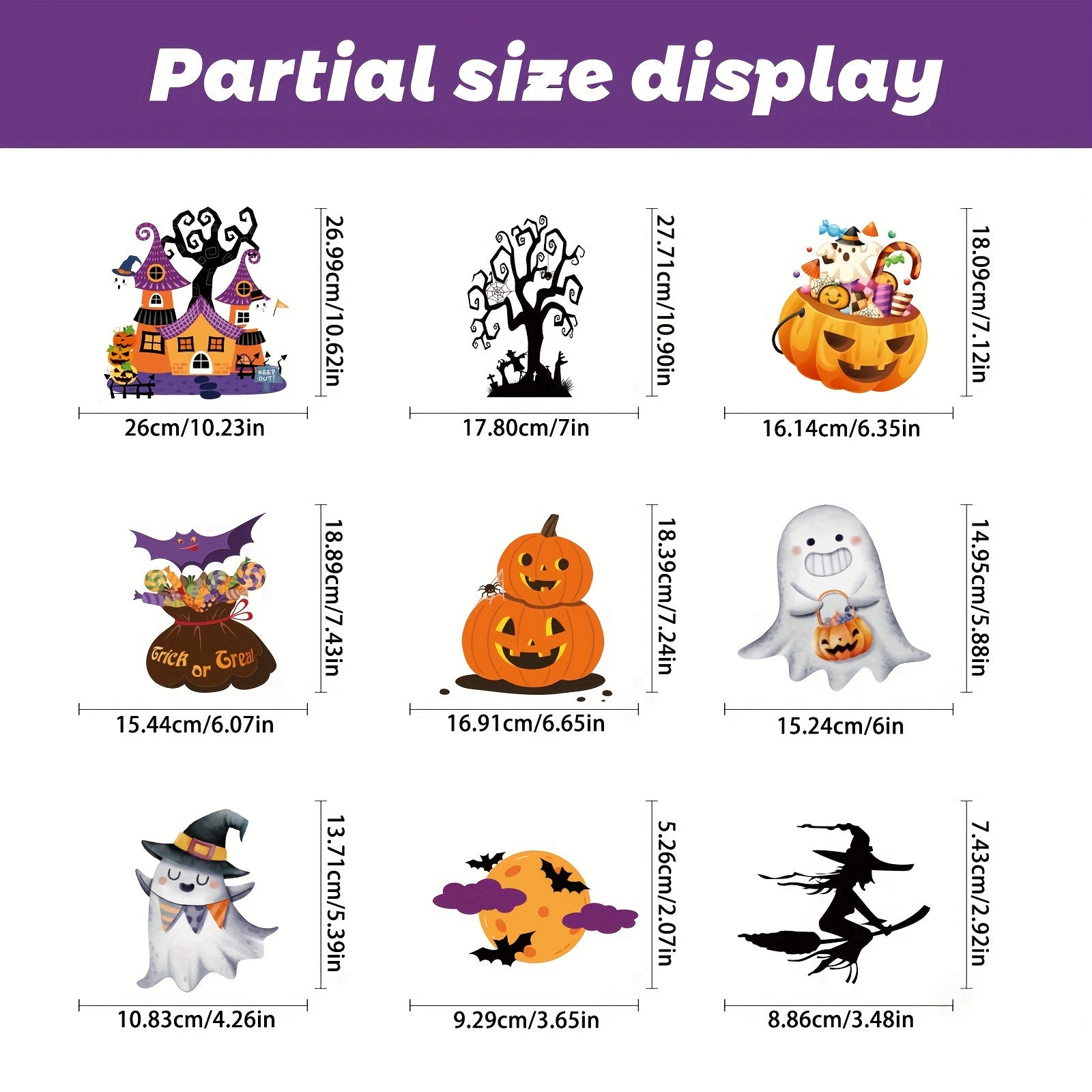 Reusable Halloween Window Clings - Spooky Bats & Pumpkin Decorations - 172 pcs