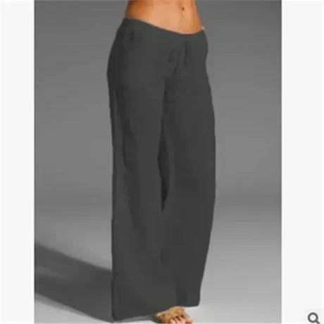 Women’s Linen Wide-Leg Pants | Drawstring Waist & Pockets | Breathable Fabric | Comfortable Fit