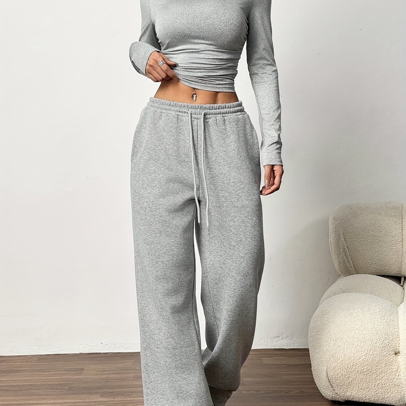 Lounge Set | Drawstring Waist | Comfortable Everyday Wear | Polyester