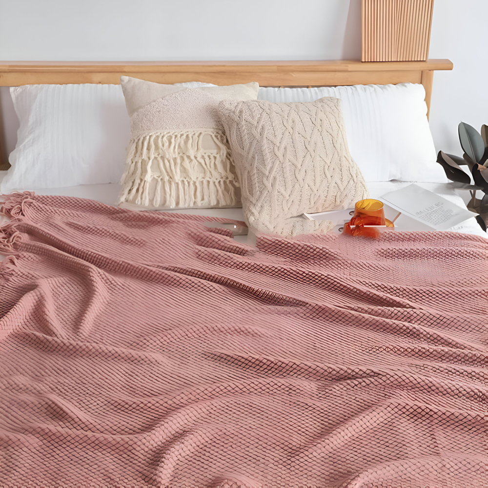 Plaid Blanket | Coarse Knit | All-Season Comfort | Acrylic