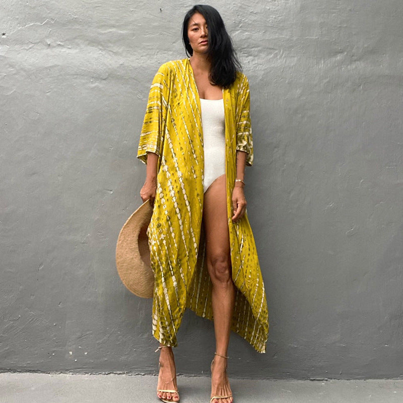 Women’s Beach Cover-Up Dress | Lightweight Kimono Style with Tie Belt | Breathable Fabric | Versatile Resort Wear