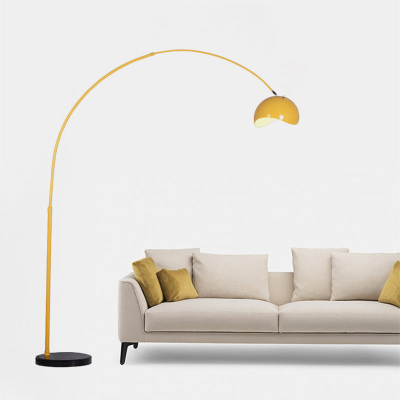 Taavita Floor Lamp Fishing Rod Standing Floor Light Modern Metal 1 Bulb Black/Yellow with Dome Shade