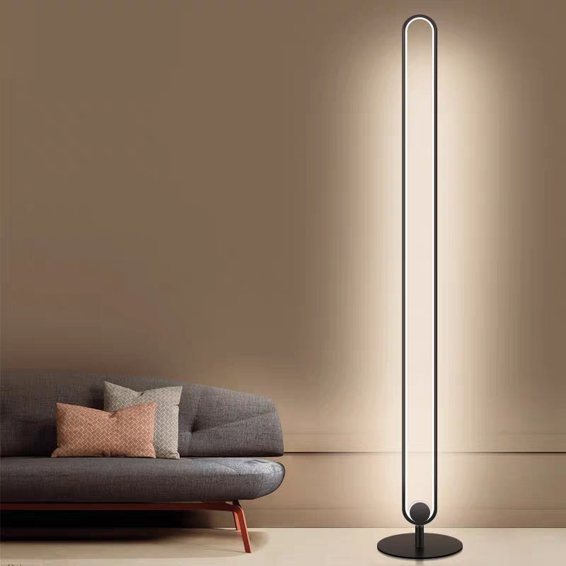Oval Frame Standing Lamp Simplicity Acrylic LED Bedside Floor Reading Lighting in Black, Warm/White/Natural Light Clearhalo 'Floor Lamps' 'Lamps' Lighting' 979957
