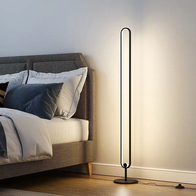 Taavita Oval Frame Standing Lamp, Simplicity Acrylic LED Bedside Floor Reading Lighting in Warm/White/Natural Light