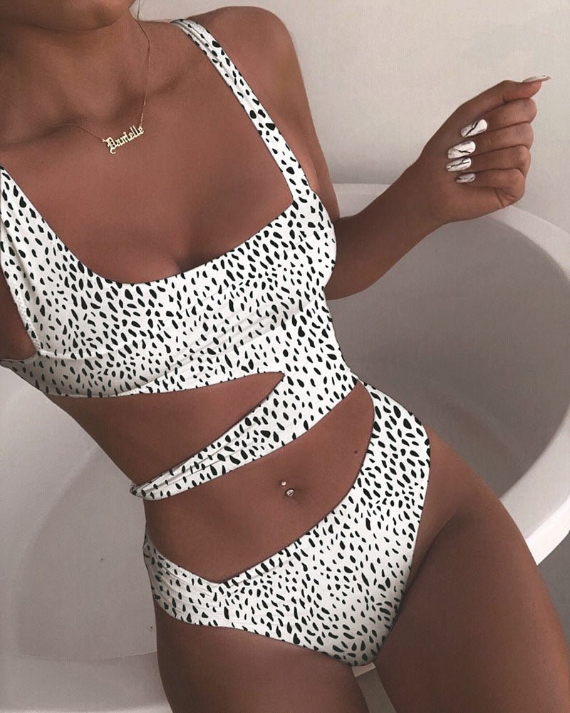 Women's One-Piece Swimsuit | Push-Up Support & Waist Cut-Out Wrap | Spandex Fabric | Comfortable Fit
