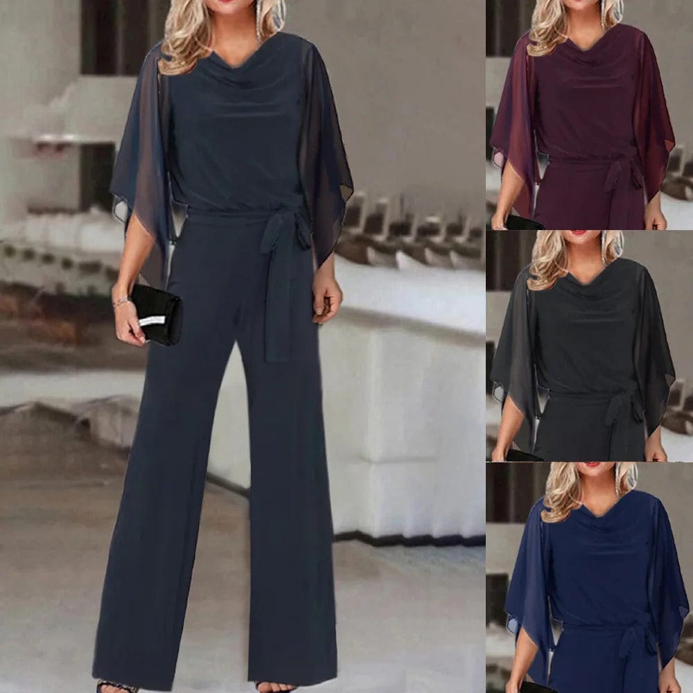 Women’s Jumpsuit | Wrap Front & Wide Leg | Polyester & Chiffon | Comfortable Fit