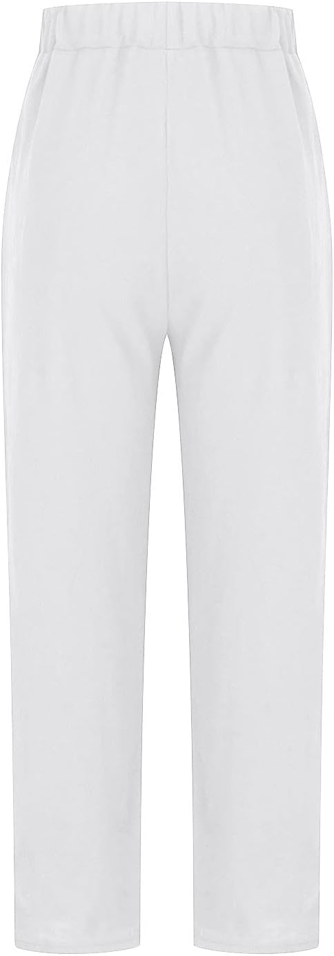 Women's Relaxed-Fit Linen-Blend Pants | Elastic Waistband & Side Pockets | Breathable Fabric | Comfortable Everyday Wear