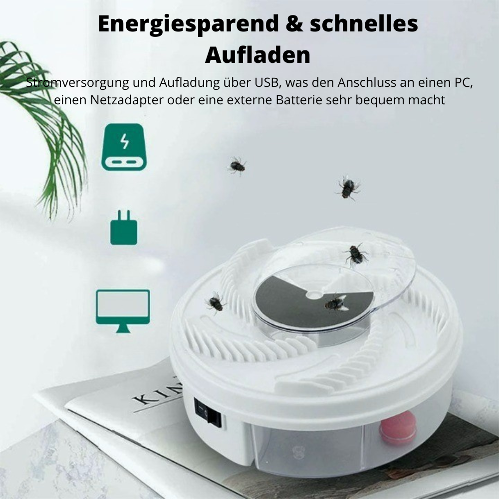 Silent Rotating Arm Fly Trap | Five Bait Compartments | Chemical-Free Operation | Indoor & Outdoor Use