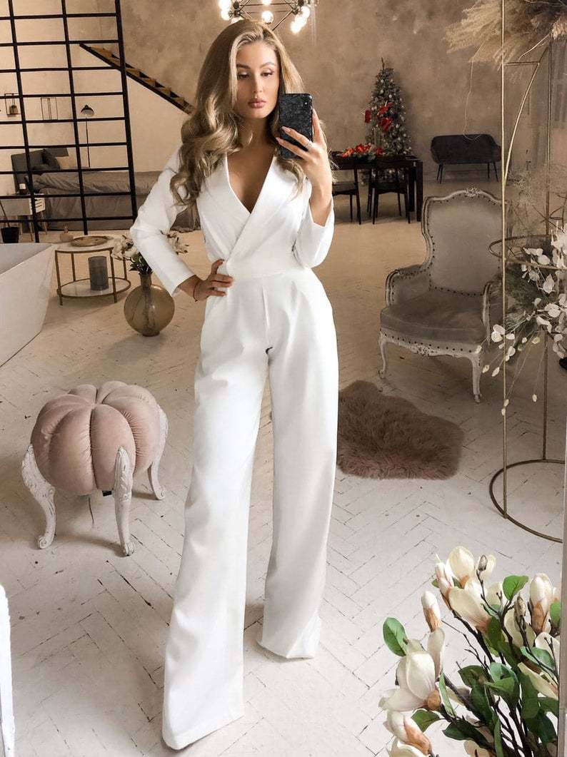 Women’s Jumpsuit | Long Sleeve Wrap-Front | Polyester Fabric | Flattering Fit & Comfortable Wear