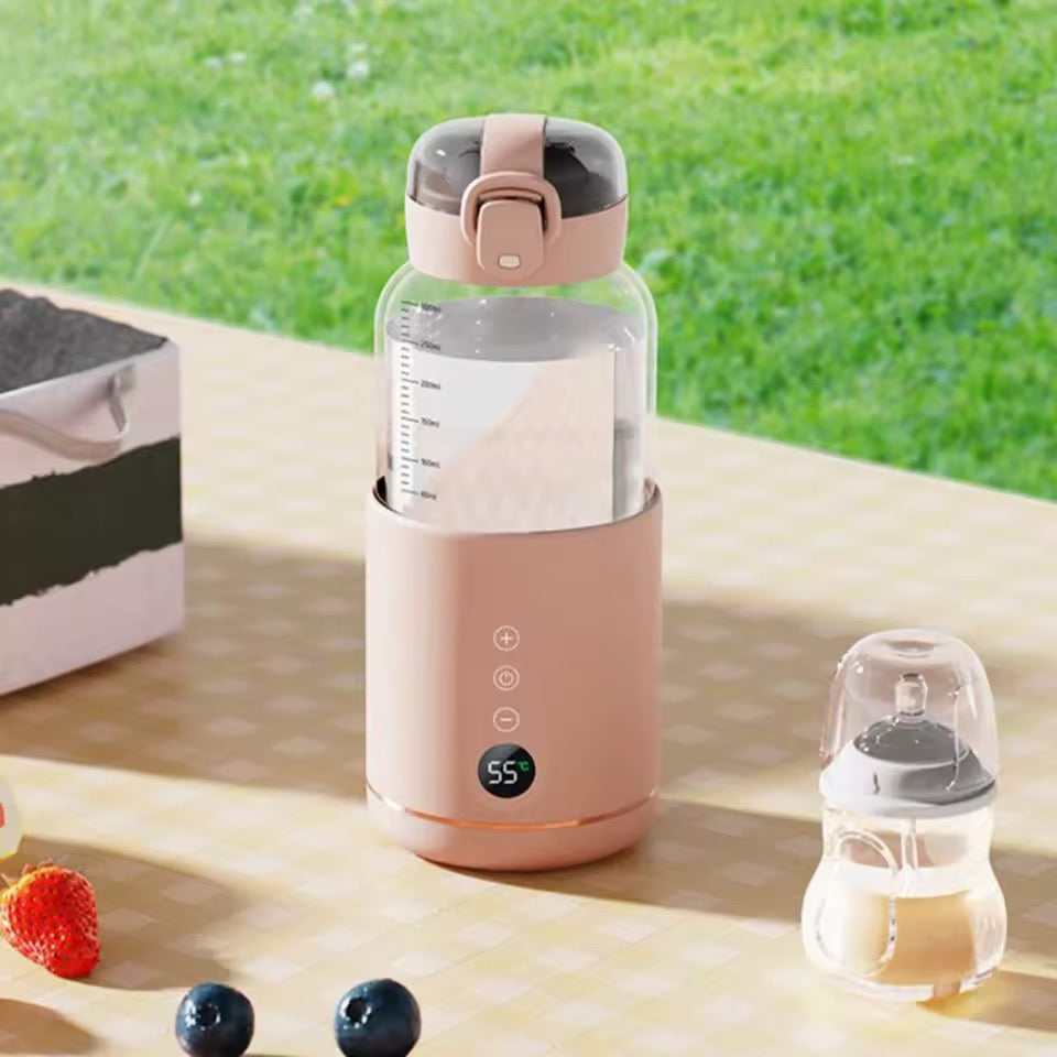 USB Baby Bottle Heating Device - 300ml Borosilicate Glass, 37–55°C, LED Display, 8 Hour