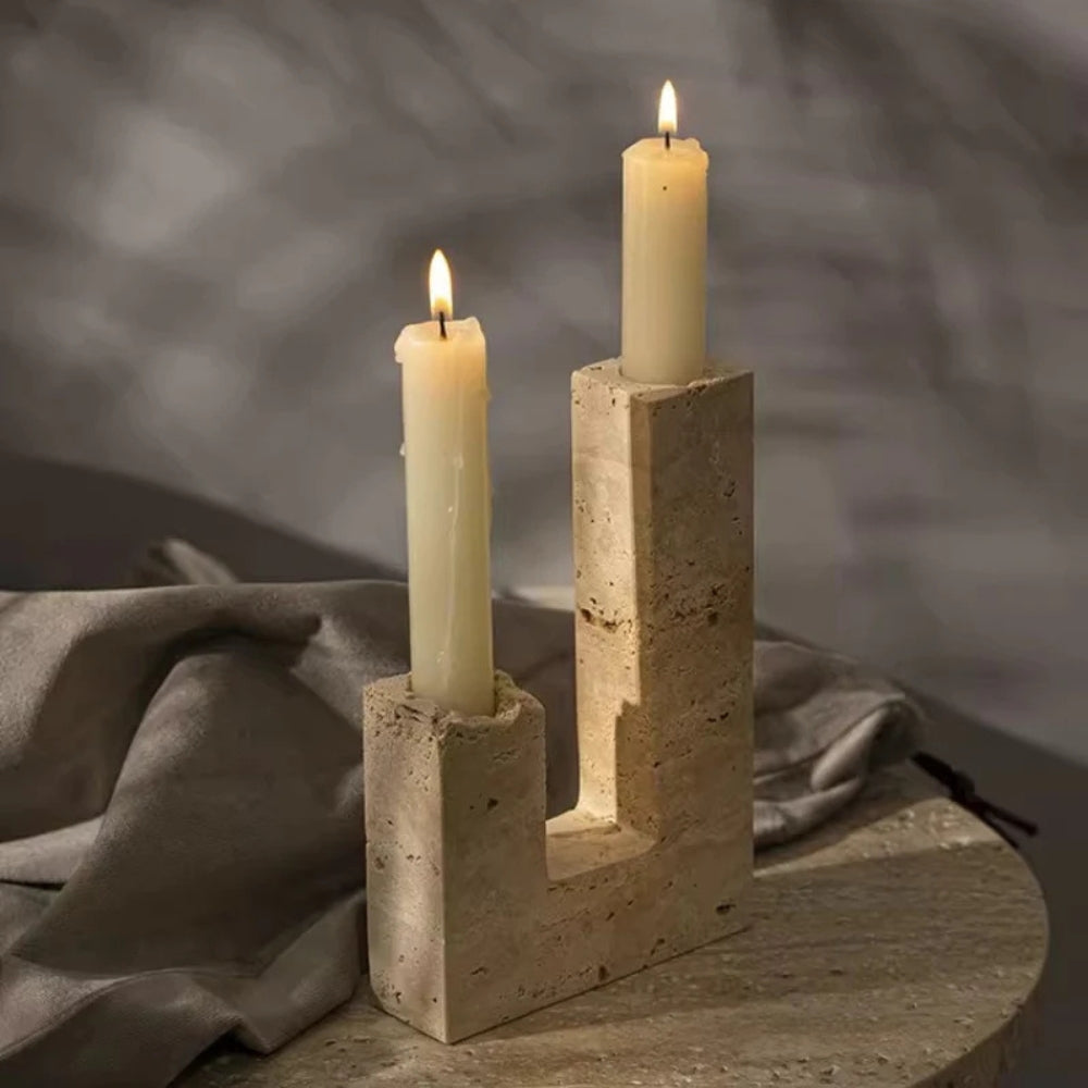LuxeStone – Elegant Dual Candle Holder for Modern Spaces