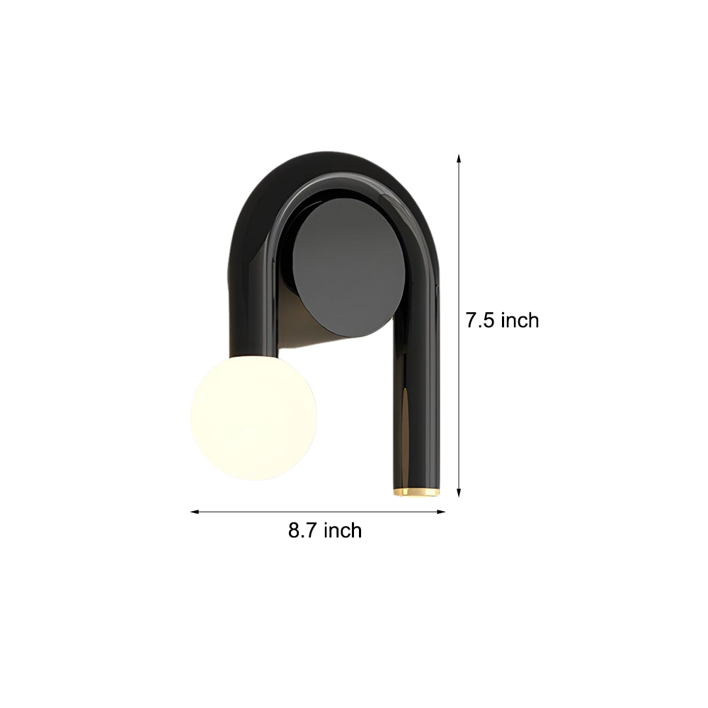 2-Light U-shaped Line Arched Iron Wall Sconce LED Matte Black Bathroom Vanity Lights
