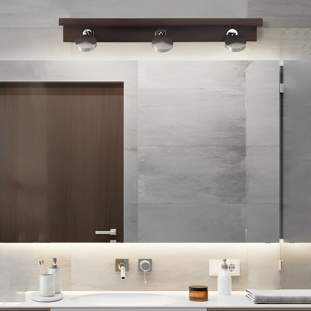 2/3 Light Wood Adjustable Spotlights LED Bathroom Vanity Light Mirror Bath Bar
