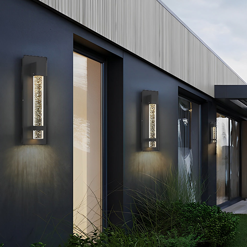 11.8 Inch Black Waterproof Hardwired Bubbles Glass Outdoor Wall Light