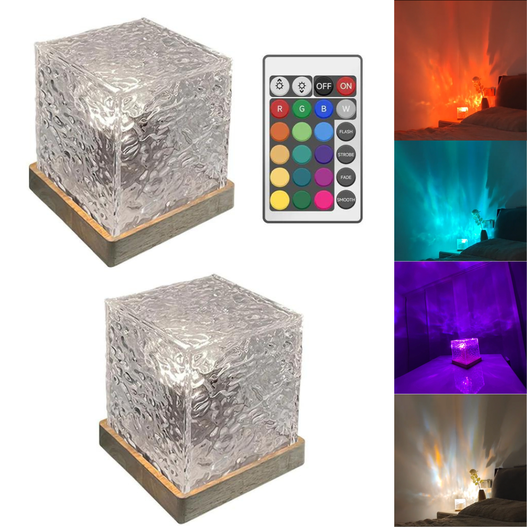 CubeLight RGB LED Mood Lamp | 12 Colors & 4 Speed Settings | Acrylic & Wood Design | Relaxing Ambiance