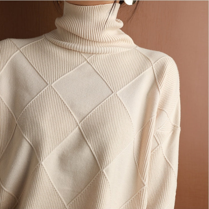 Women’s Knit Sweater | High Turtleneck | Wool Fabric | Comfortable Warm Fit