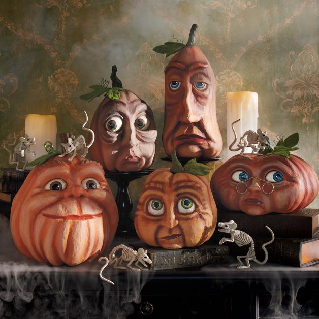 Hand-Painted Resin Halloween Pumpkin Decor with Weighted Base