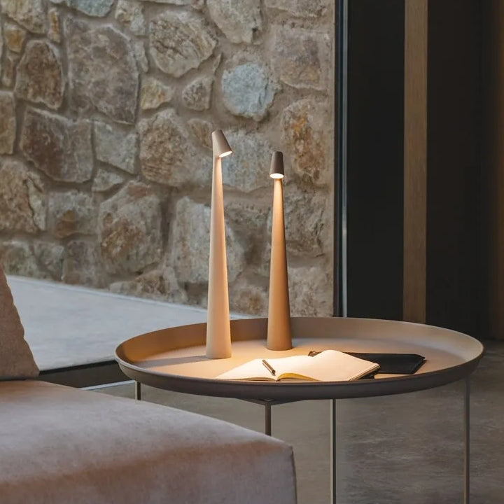 Cordless LED Table Lamp | Aluminum Sculptural Design | 3-Level Dimming | Long Battery Life