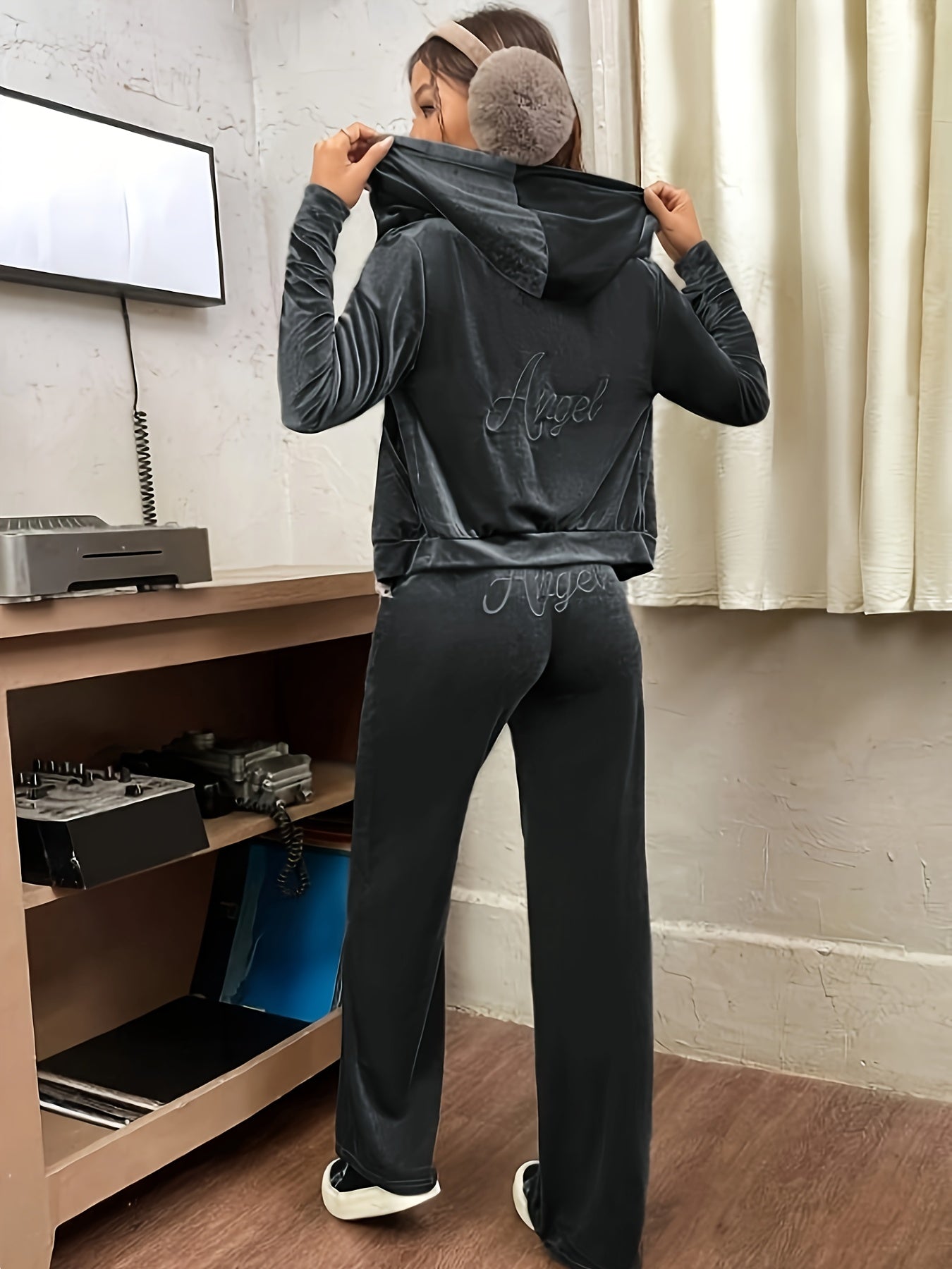 Velour Tracksuit Set | Embroidered Detail | Soft Stretch Comfort | Polyester Velour