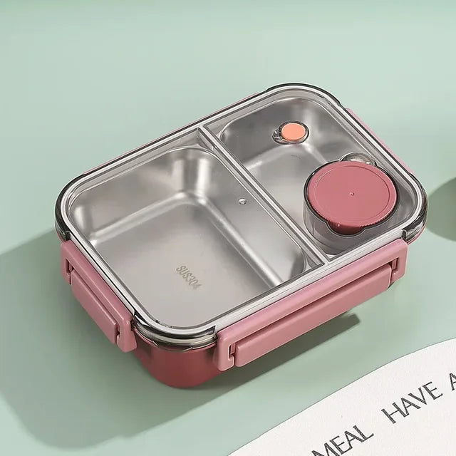 Insulated Lunch Box | Three-Compartment Design | Leak-Proof Lid | Compact & Portable