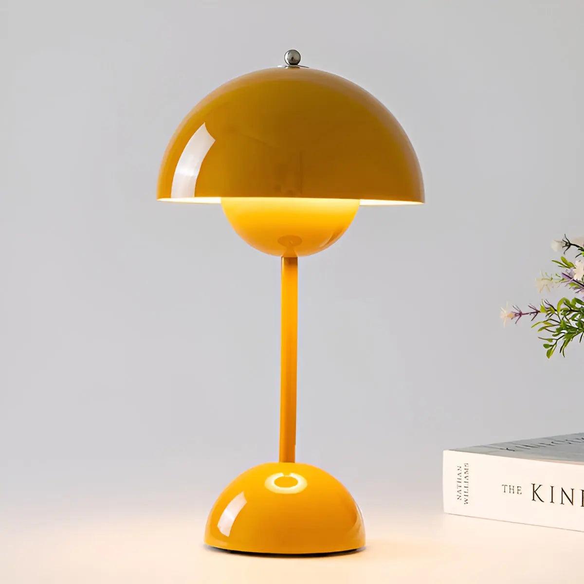 Table Lamp | Two-Sphere Mushroom Design | Stainless Steel | Customizable Brightness