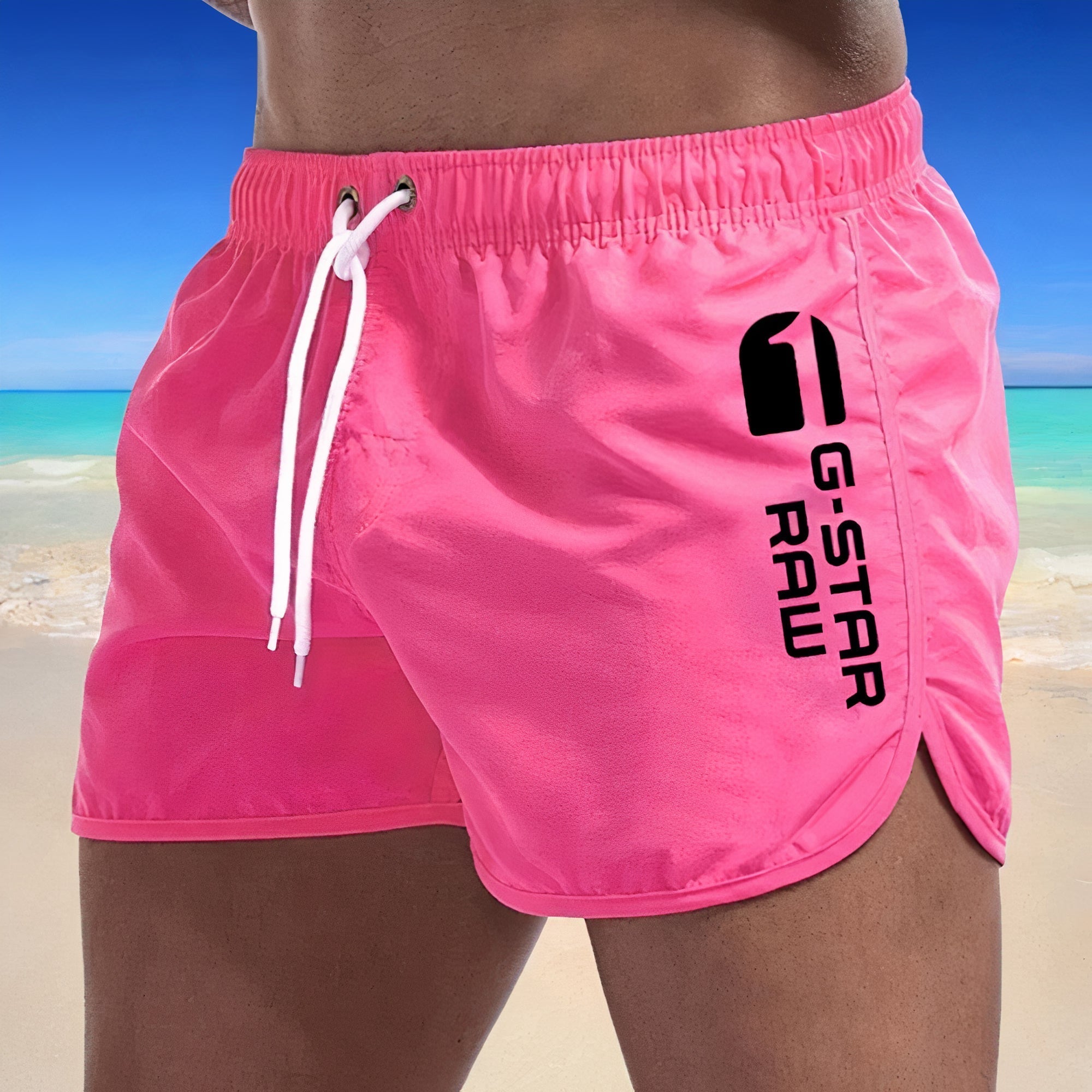 Men's Swim Shorts | Quick-Drying Polyester | Elastic Waistband & Drawstring | Durable Lightweight Design