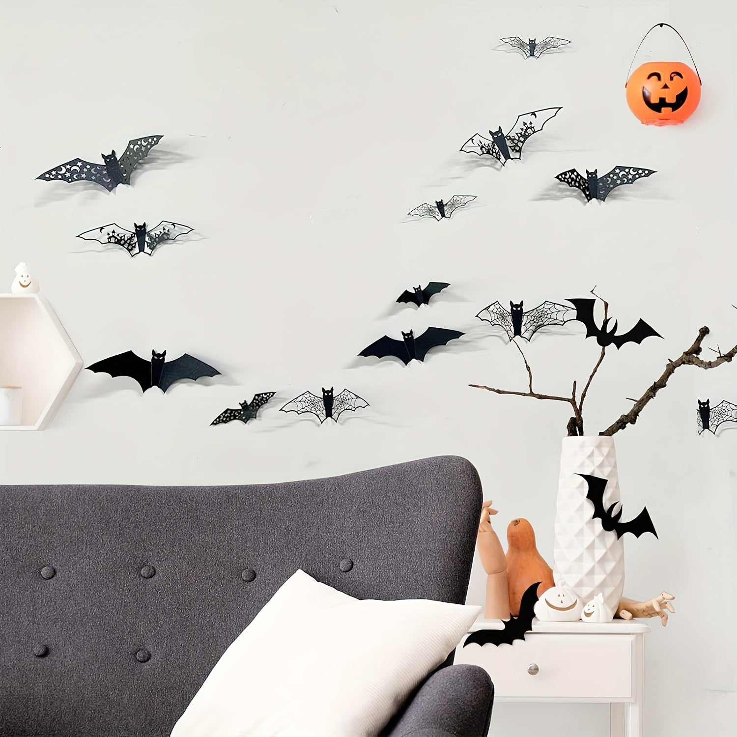 3D Halloween Paper Bat Decorations for Indoor Party Walls and Doorways