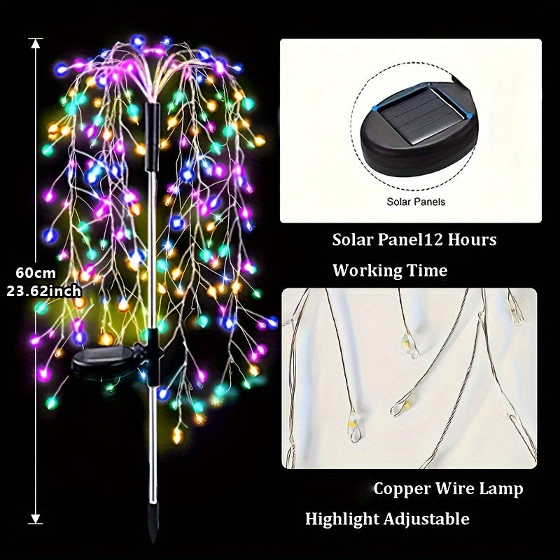 Solar-Powered Outdoor LED Willow String Lights Multicolor Glow for Halloween