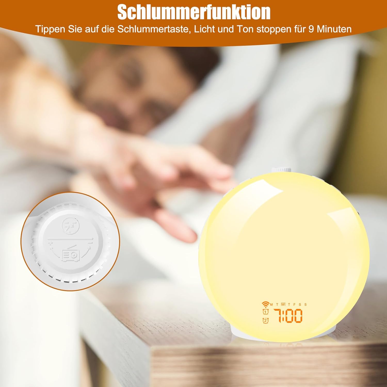 Light Alarm Clock | Sunrise Simulation & Nature Sounds | USB Powered | Adjustable Color Modes