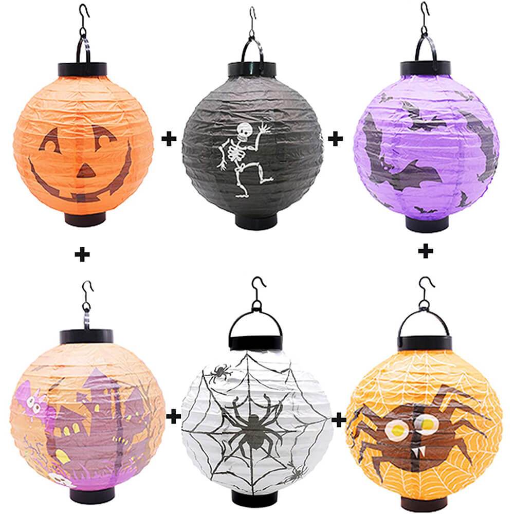 Halloween Hanging Paper Lanterns with Spooky Glow Decorations