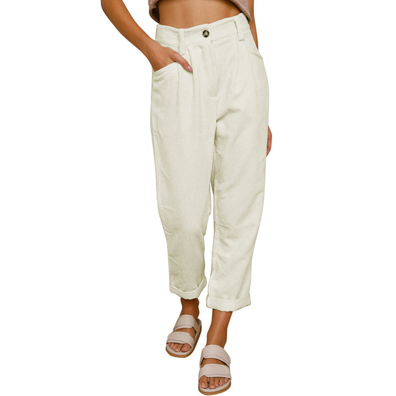 Women’s Corduroy Pants | Relaxed Fit & Rolled Hem | Soft Corduroy Fabric | Comfortable Everyday Wear