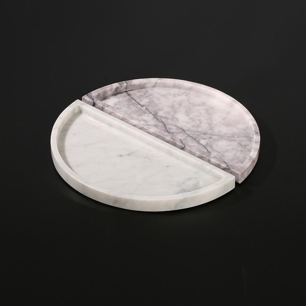 2 Piece Large Round Semicircle Fruit Tray Decor White Serving Tray