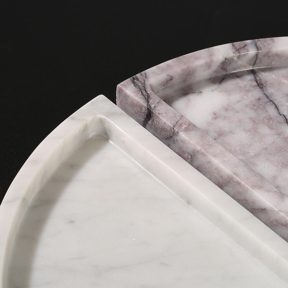2 Piece Large Round Semicircle Fruit Tray Decor White Serving Tray