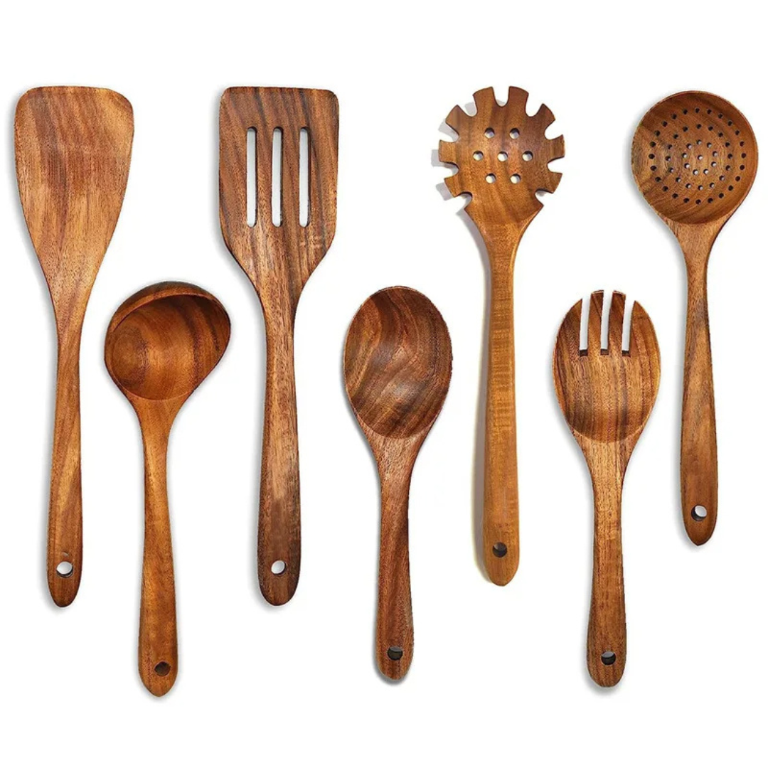 Eco-Friendly Teak Wood Culinary Tool Set for Modern Kitchens