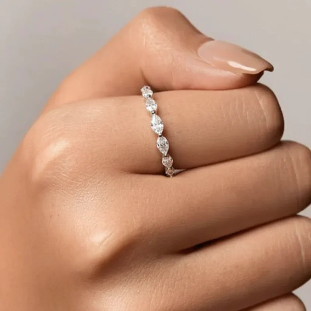 Sleek Geometric Stacking Ring with Sparkling Accents