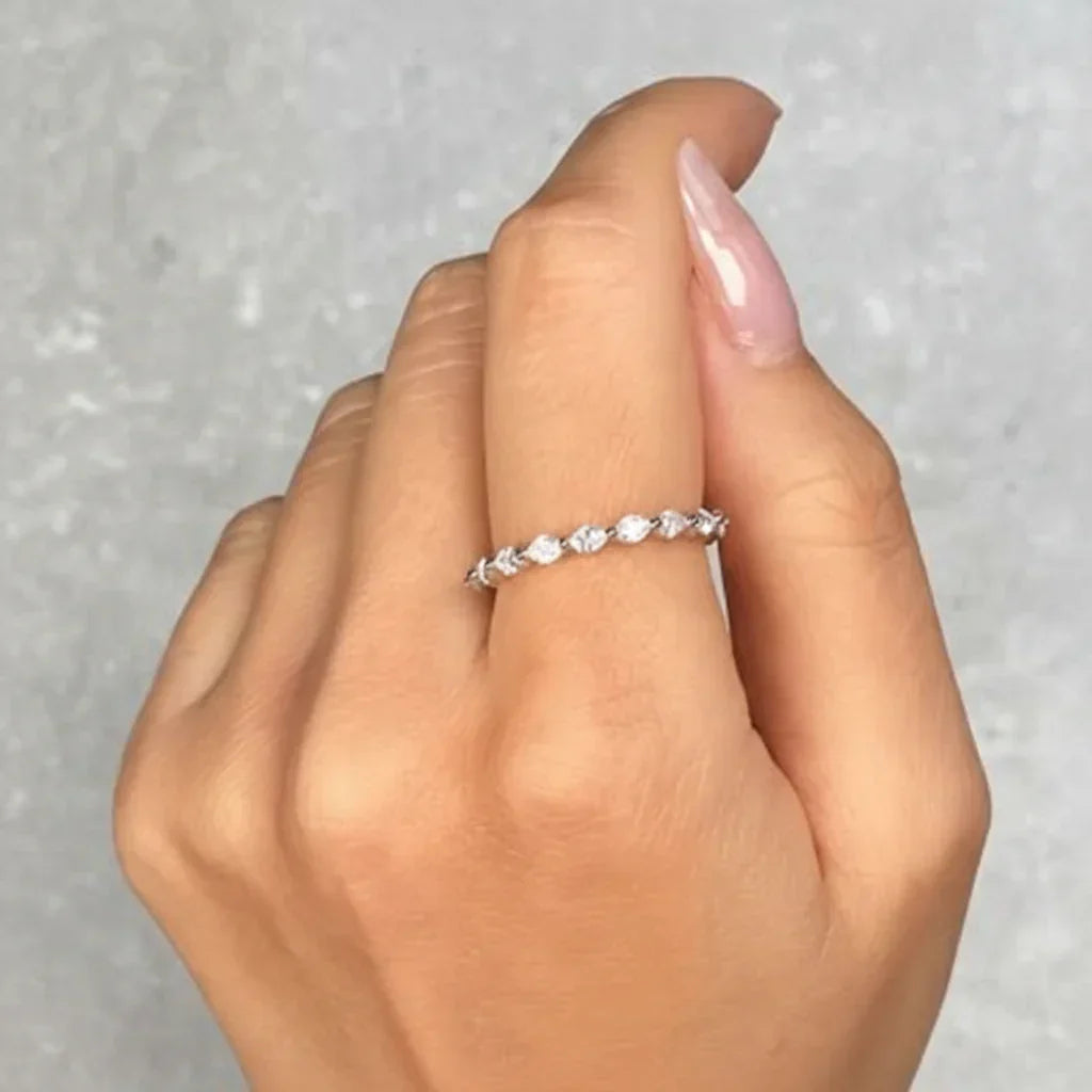 Sleek Geometric Stacking Ring with Sparkling Accents