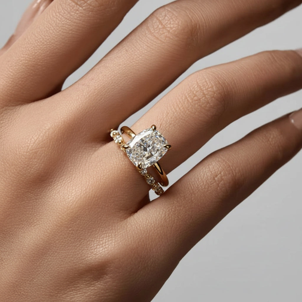 Sleek Geometric Stacking Ring with Sparkling Accents
