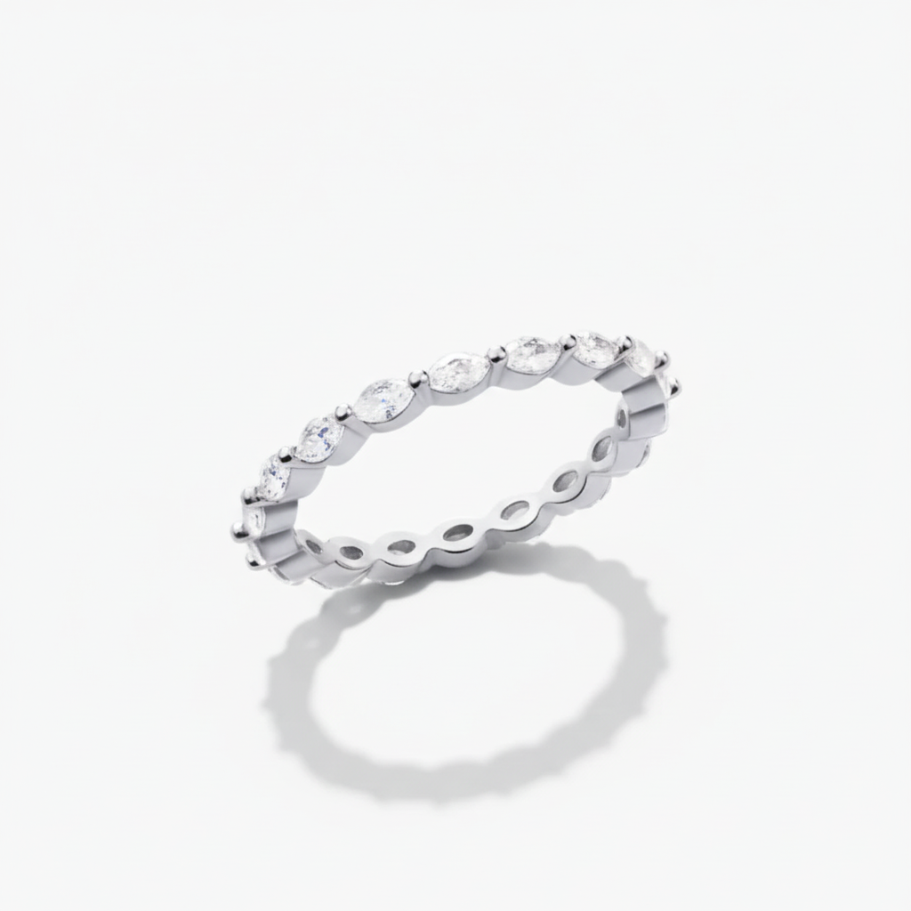 Sleek Geometric Stacking Ring with Sparkling Accents
