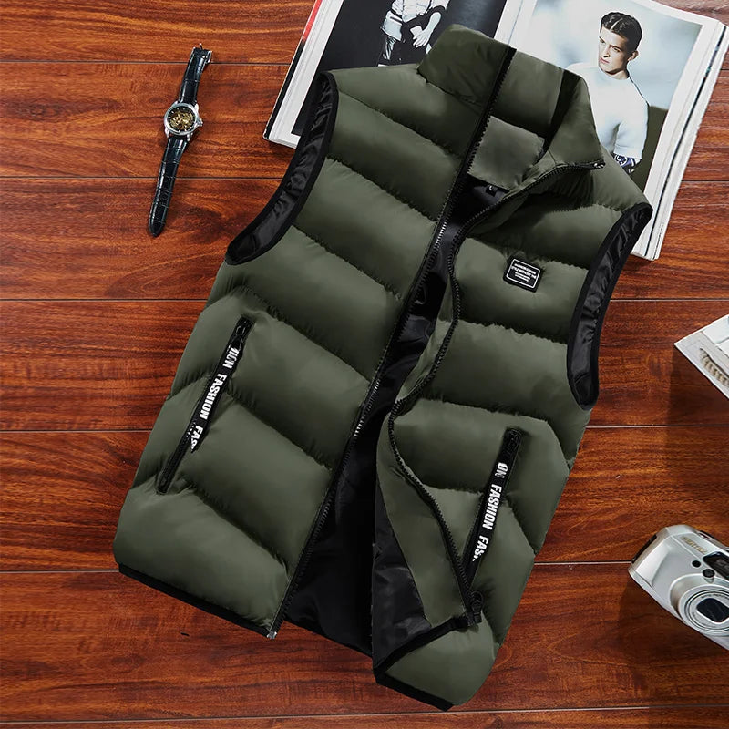 Men's Winter Vest | Cotton-Polyester Blend & Protective Collar | Quilted Insulation & Heat Retention | Casual Everyday Wear