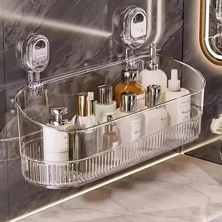 Suction Cup Wall Shelf – Stylish Storage Solution for Kitchen & Bathroom