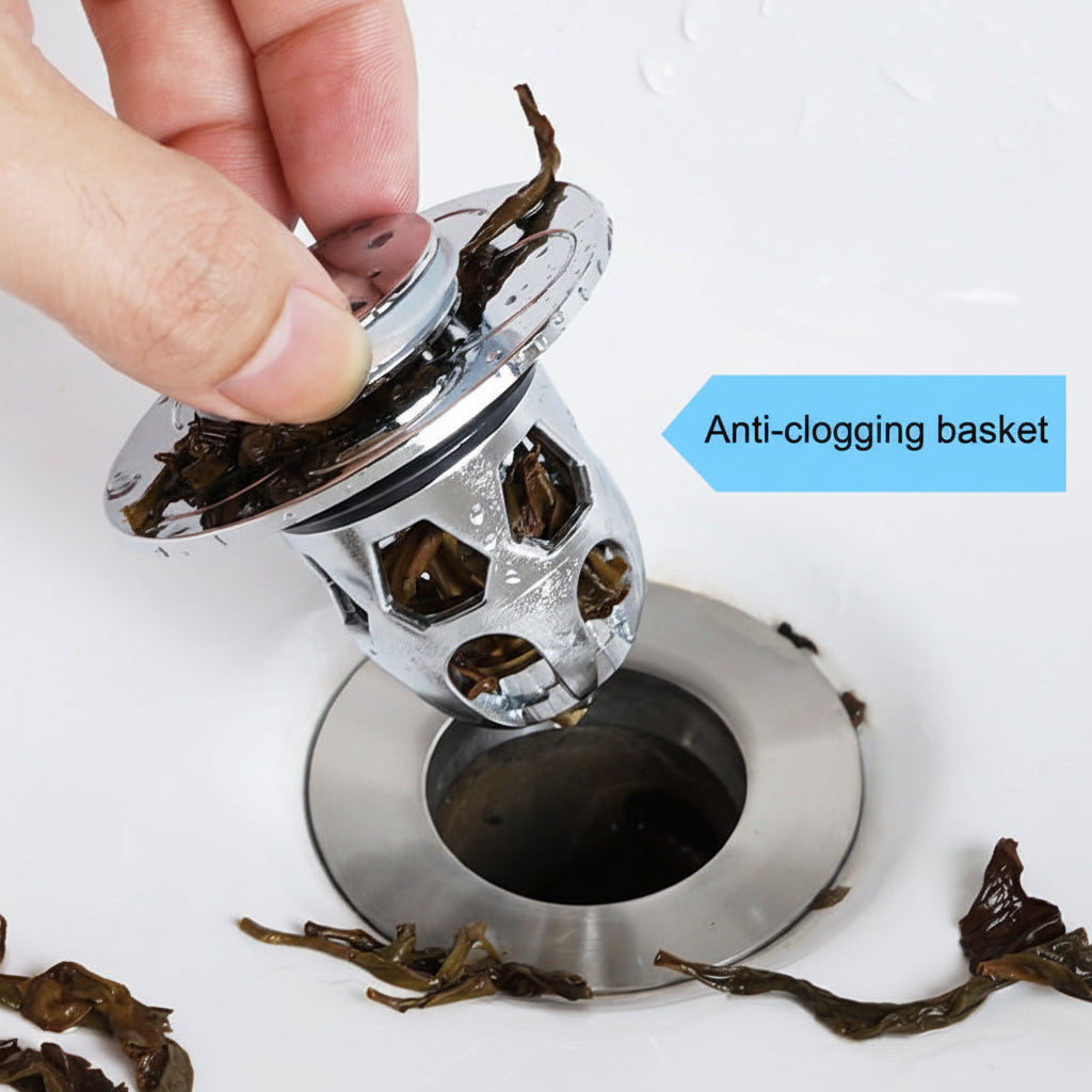 Effortless Drain Stopper with Hair Catching Technology