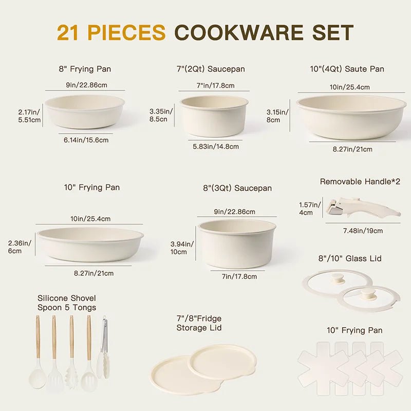 Effortless Cooking 21-Piece Nonstick Ceramic Cookware Set
