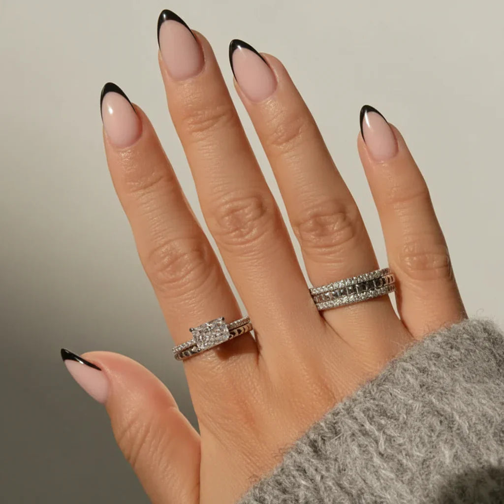 Contemporary Silver Stacking Ring with Sparkling Accents