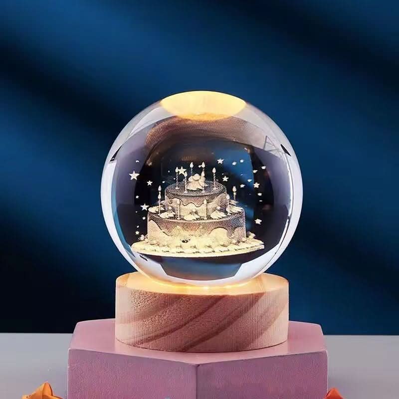 RadiantGem 3D LED Night Lamp with Dazzling Crystal Effects