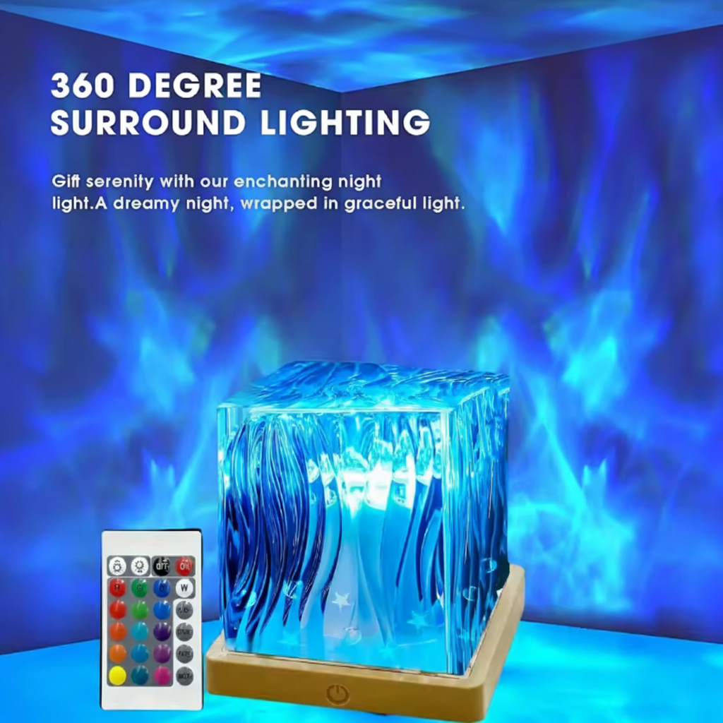 AuroraGlow Crystal Projector Lamp for Relaxing Ambiance
