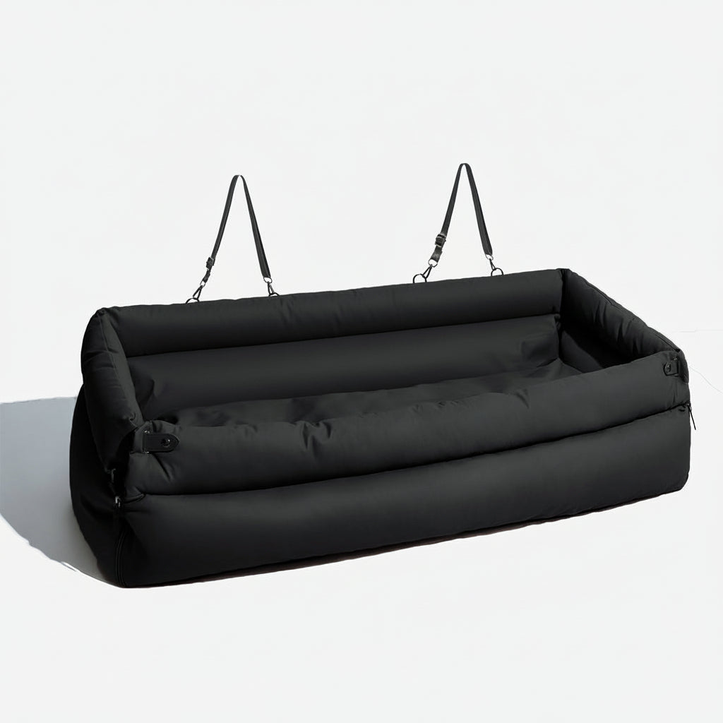 Luxury Leatherette Dog Travel Bed with Secure Non-Slip Base