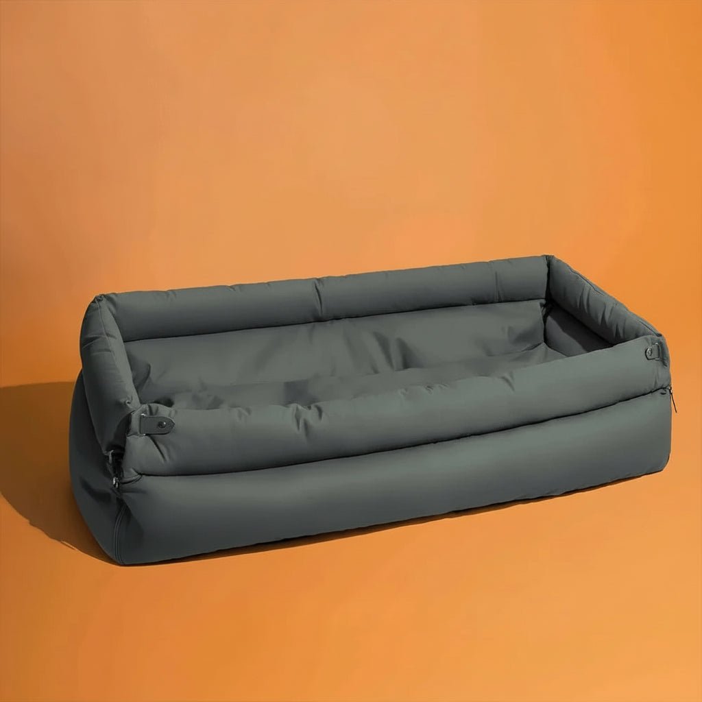 Luxury Leatherette Dog Travel Bed with Secure Non-Slip Base