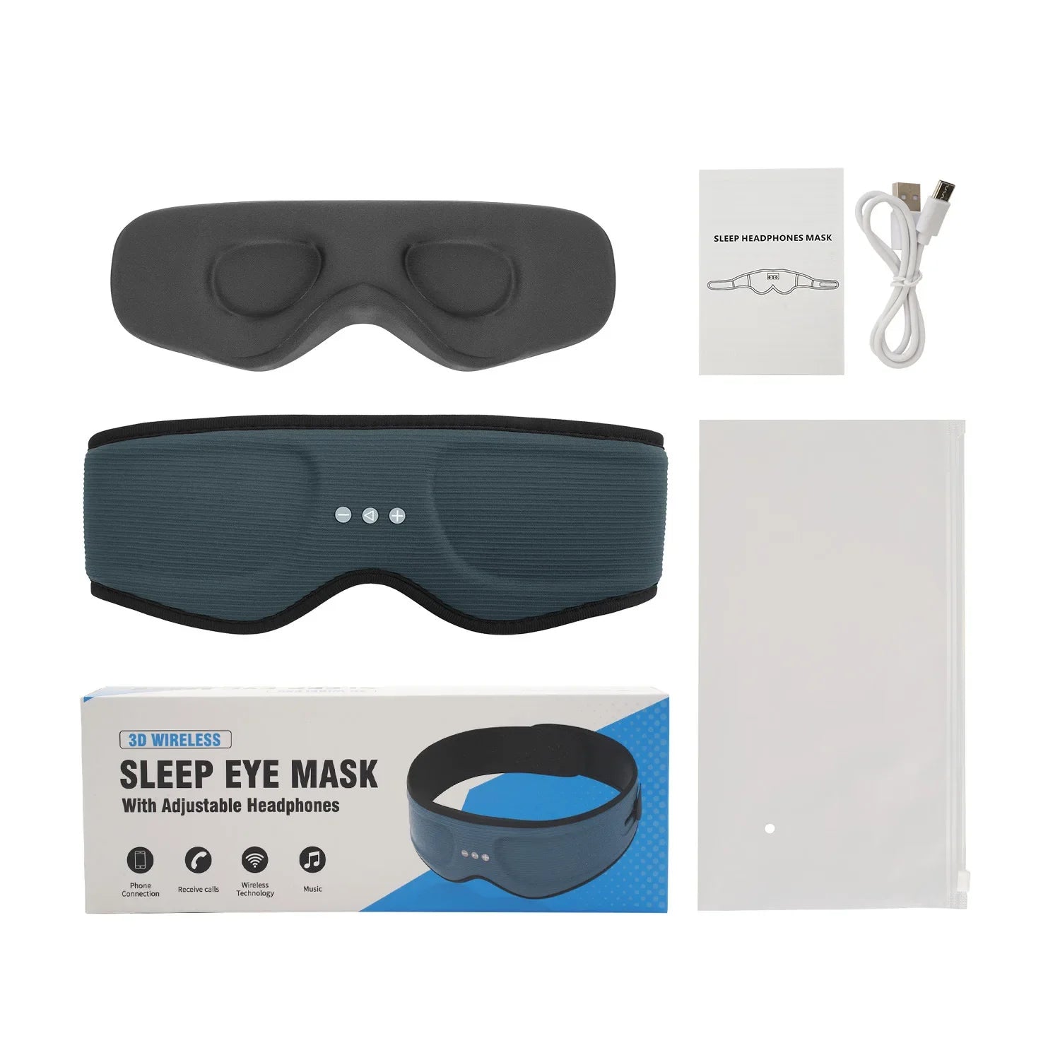 3D Contoured Eye Mask with Memory Foam and Wireless Bluetooth Music for Relaxation