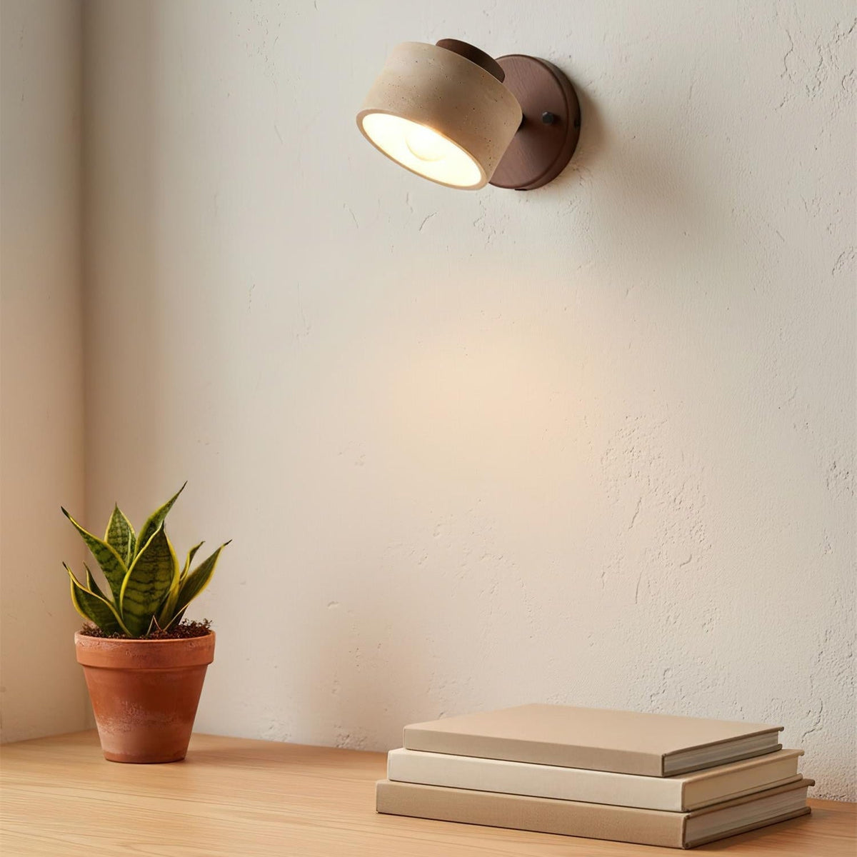Stylish Adjustable Wall Light - Natural Stone & Wood Fusion